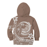 Polynesian Plumeria Kid Hoodie Ride The Waves - Beige - Wonder Print Shop