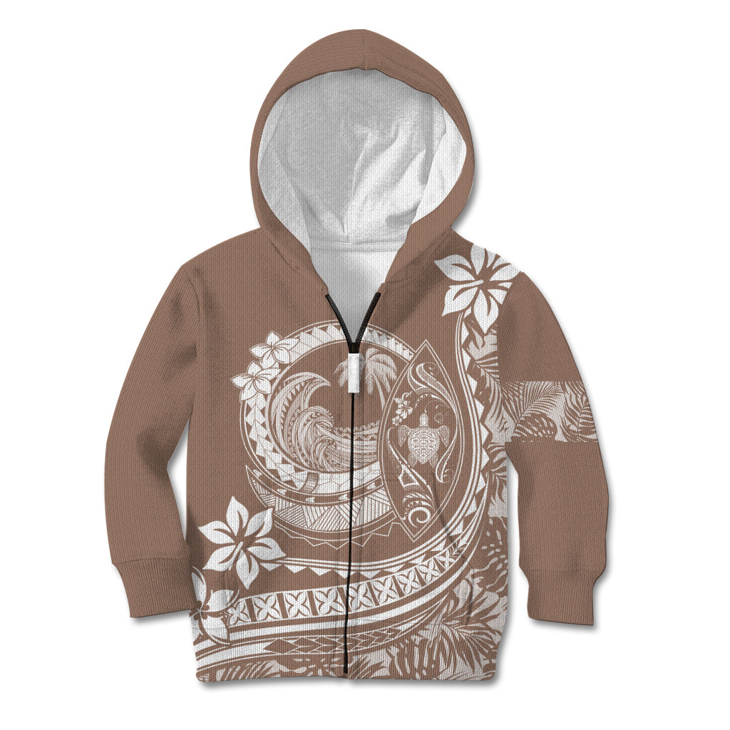 Polynesian Plumeria Kid Hoodie Ride The Waves - Beige - Wonder Print Shop