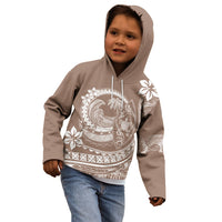 Polynesian Plumeria Kid Hoodie Ride The Waves - Beige - Wonder Print Shop