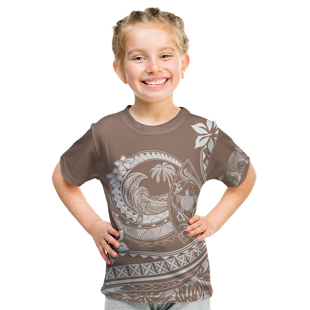 Polynesian Plumeria Kid T Shirt Ride The Waves - Beige - Wonder Print Shop