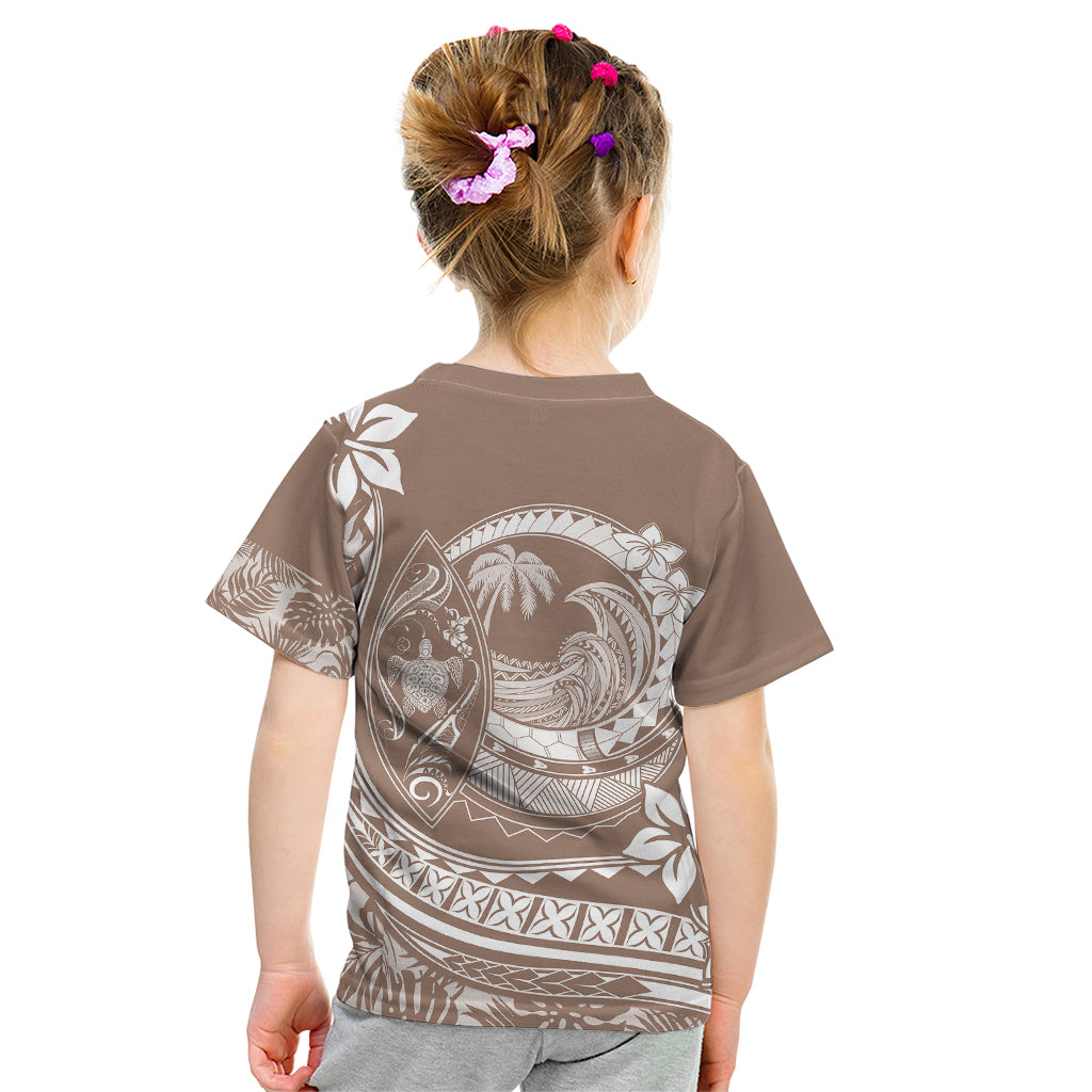 Polynesian Plumeria Kid T Shirt Ride The Waves - Beige - Wonder Print Shop