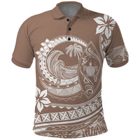 Polynesian Plumeria Polo Shirt Ride The Waves - Beige - Wonder Print Shop