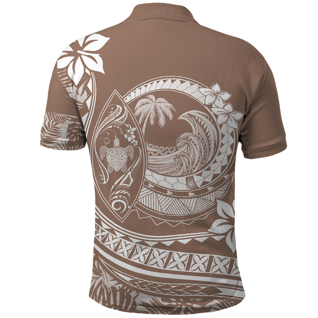 Polynesian Plumeria Polo Shirt Ride The Waves - Beige - Wonder Print Shop