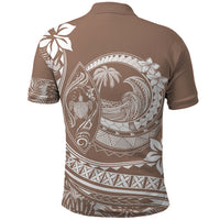 Polynesian Plumeria Polo Shirt Ride The Waves - Beige - Wonder Print Shop