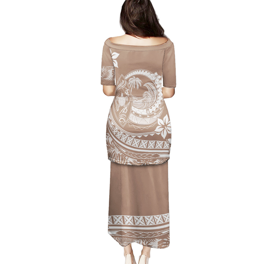 Polynesian Plumeria Puletasi Ride The Waves - Beige - Wonder Print Shop