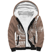 Polynesian Plumeria Sherpa Hoodie Ride The Waves - Beige - Wonder Print Shop