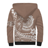 Polynesian Plumeria Sherpa Hoodie Ride The Waves - Beige - Wonder Print Shop