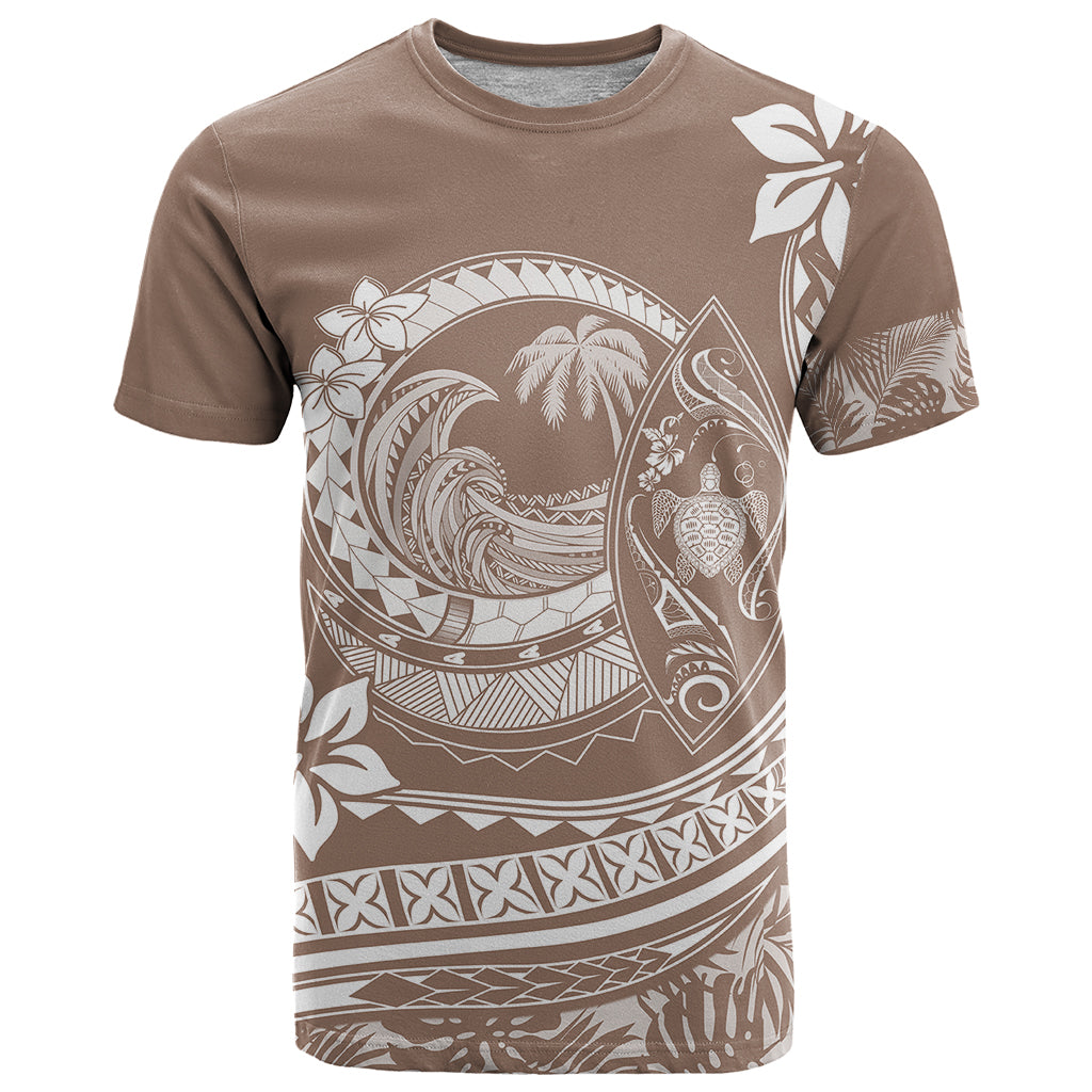 Polynesian Plumeria T Shirt Ride The Waves - Beige - Wonder Print Shop