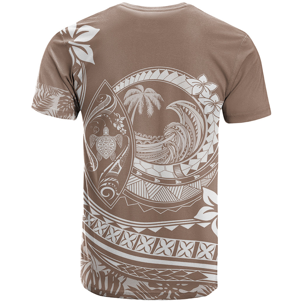 Polynesian Plumeria T Shirt Ride The Waves - Beige - Wonder Print Shop