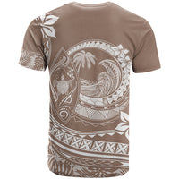 Polynesian Plumeria T Shirt Ride The Waves - Beige - Wonder Print Shop
