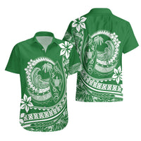 Polynesian Plumeria Hawaiian Shirt Ride The Waves - Green - Wonder Print Shop