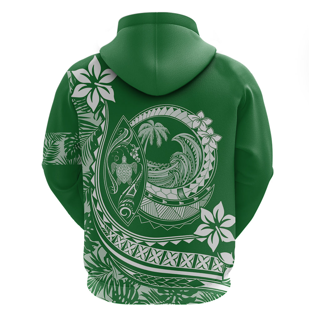 Polynesian Plumeria Hoodie Ride The Waves - Green - Wonder Print Shop
