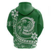 Polynesian Plumeria Hoodie Ride The Waves - Green - Wonder Print Shop