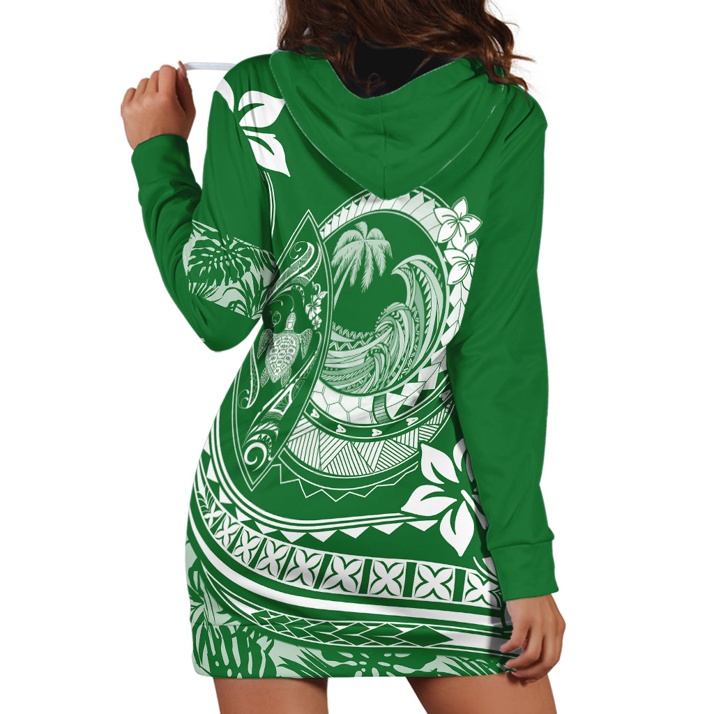 Polynesian Plumeria Hoodie Dress Ride The Waves - Green - Wonder Print Shop