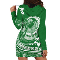 Polynesian Plumeria Hoodie Dress Ride The Waves - Green - Wonder Print Shop