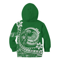 Polynesian Plumeria Kid Hoodie Ride The Waves - Green - Wonder Print Shop