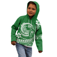 Polynesian Plumeria Kid Hoodie Ride The Waves - Green - Wonder Print Shop