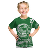 Polynesian Plumeria Kid T Shirt Ride The Waves - Green - Wonder Print Shop