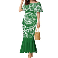 Polynesian Plumeria Mermaid Dress Ride The Waves - Green - Wonder Print Shop