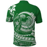 Polynesian Plumeria Polo Shirt Ride The Waves - Green - Wonder Print Shop