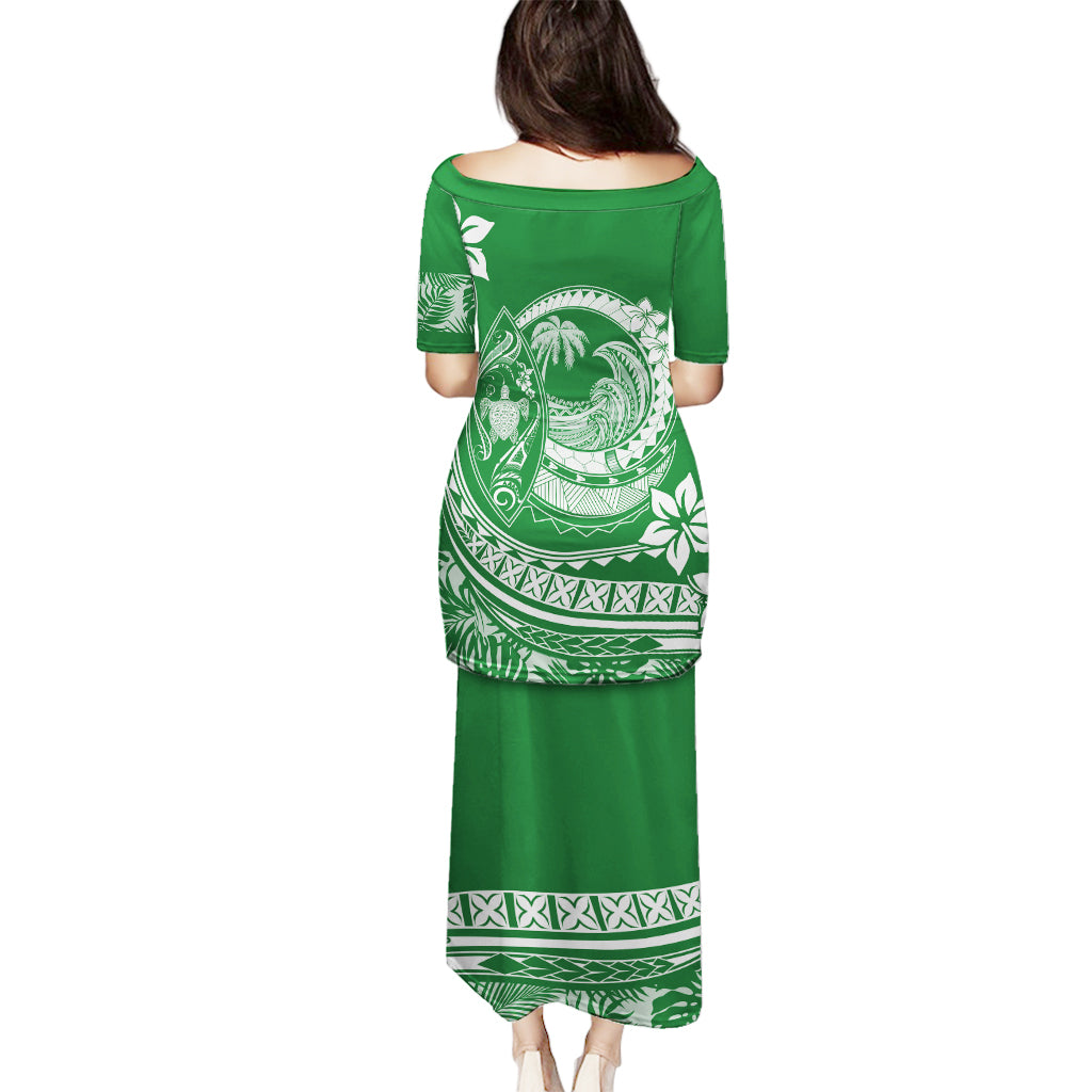 Polynesian Plumeria Puletasi Ride The Waves - Green - Wonder Print Shop