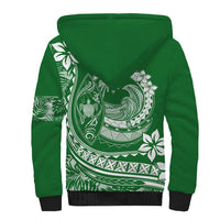 Polynesian Plumeria Sherpa Hoodie Ride The Waves - Green - Wonder Print Shop