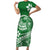 Polynesian Plumeria Short Sleeve Bodycon Dress Ride The Waves - Green - Wonder Print Shop