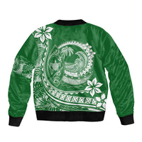 Polynesian Plumeria Sleeve Zip Bomber Jacket Ride The Waves - Green - Wonder Print Shop