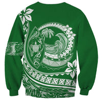 Polynesian Plumeria Sweatshirt Ride The Waves - Green - Wonder Print Shop