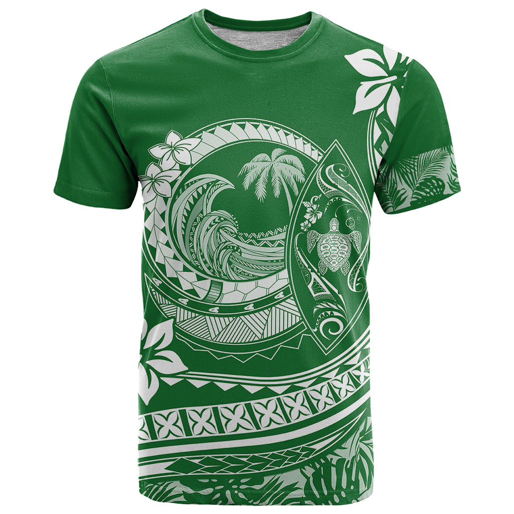 Polynesian Plumeria T Shirt Ride The Waves - Green - Wonder Print Shop