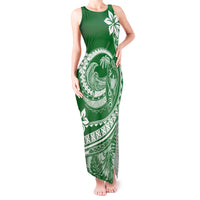 Polynesian Plumeria Tank Maxi Dress Ride The Waves - Green - Wonder Print Shop