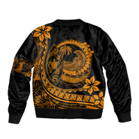 Polynesian Plumeria Bomber Jacket Ride The Waves - Orange LT7 - Wonder Print Shop