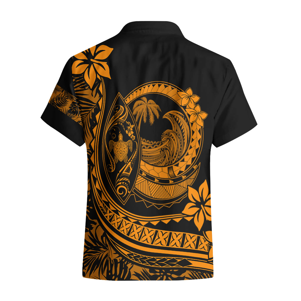 Polynesian Plumeria Hawaiian Shirt Ride The Waves - Orange - Wonder Print Shop
