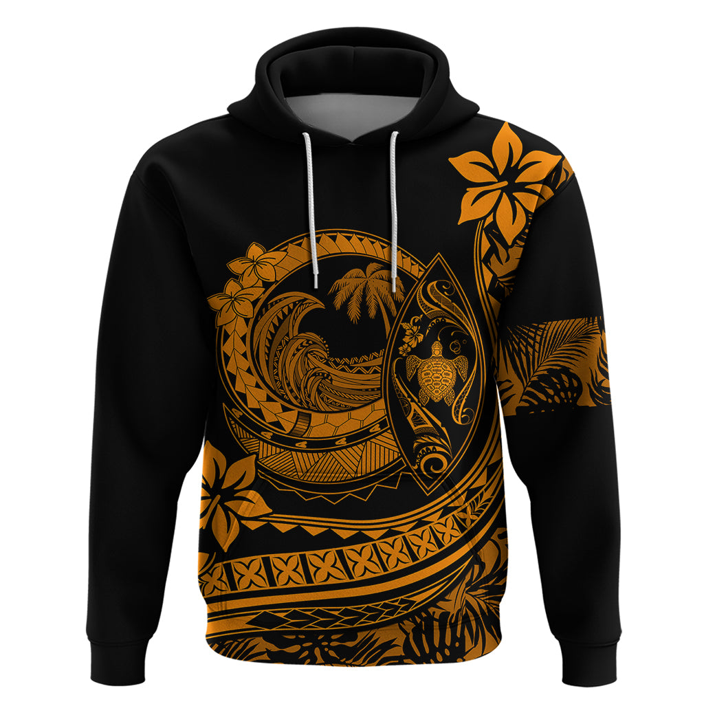 Polynesian Plumeria Hoodie Ride The Waves - Orange - Wonder Print Shop