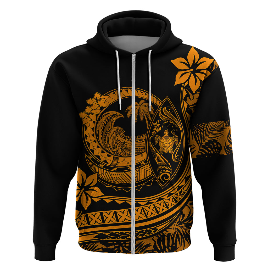 Polynesian Plumeria Hoodie Ride The Waves - Orange - Wonder Print Shop