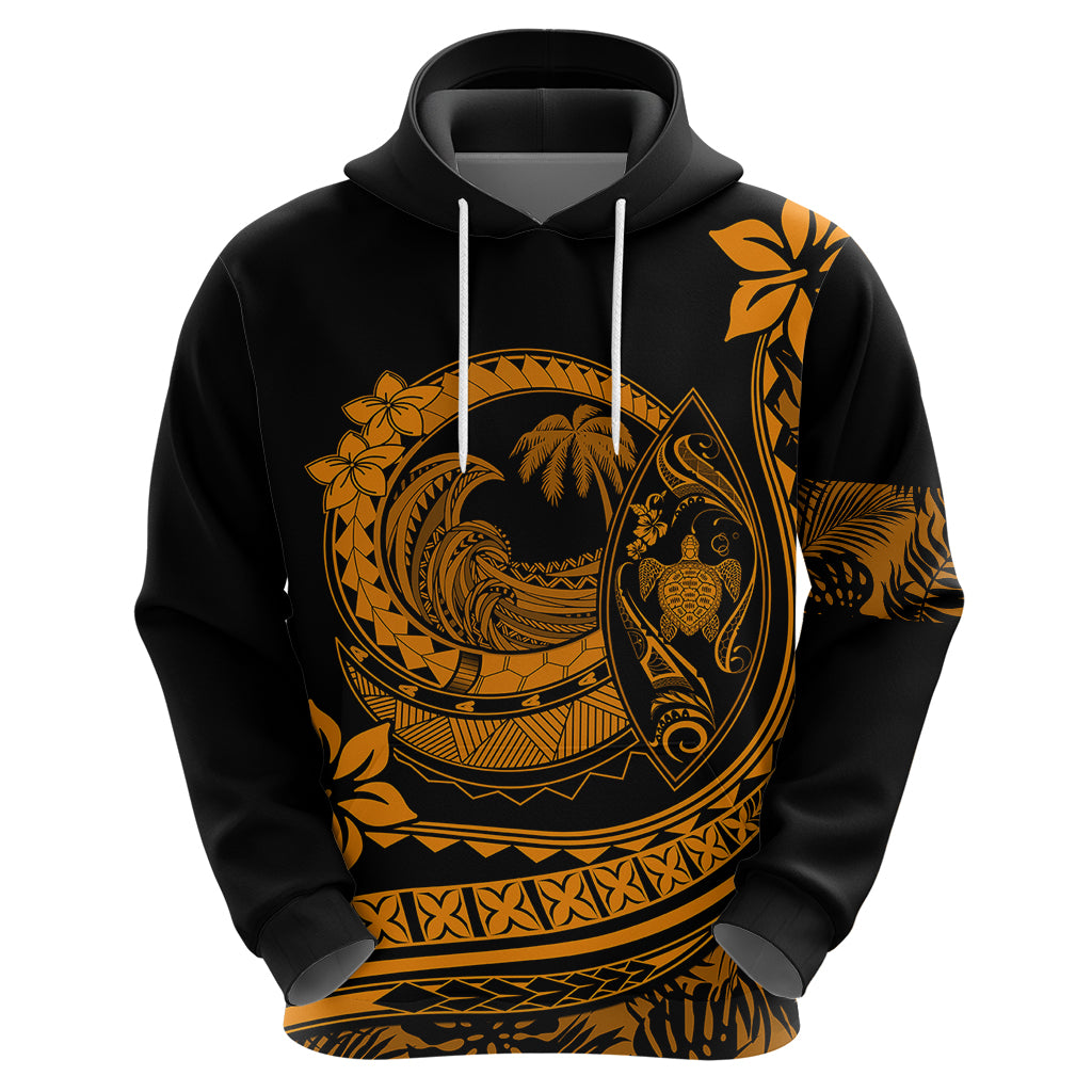 Polynesian Plumeria Hoodie Ride The Waves - Orange - Wonder Print Shop