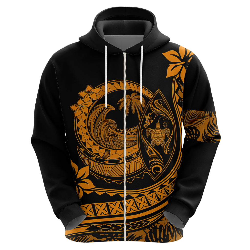 Polynesian Plumeria Hoodie Ride The Waves - Orange - Wonder Print Shop