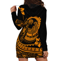 Polynesian Plumeria Hoodie Dress Ride The Waves - Orange - Wonder Print Shop