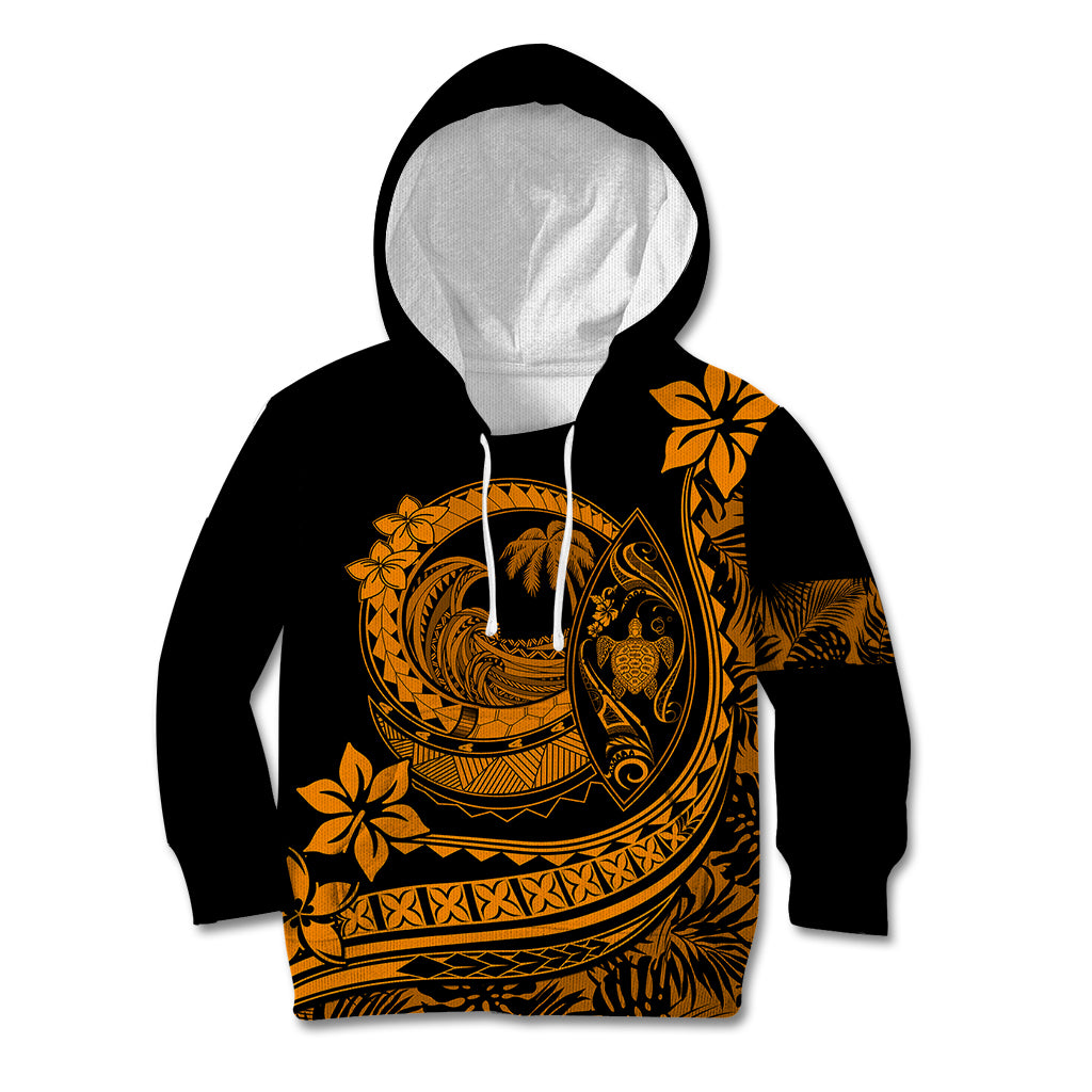 Polynesian Plumeria Kid Hoodie Ride The Waves - Orange - Wonder Print Shop