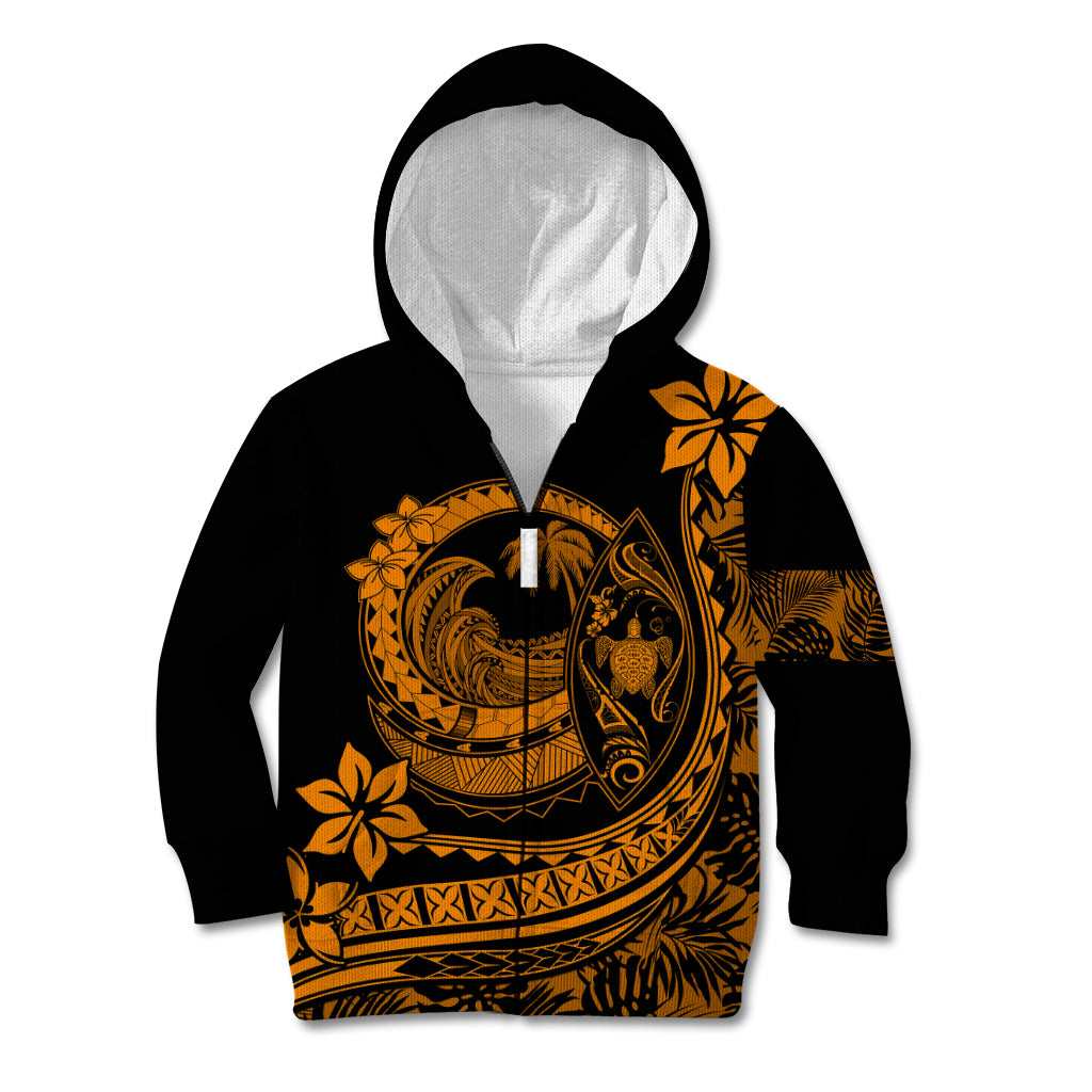 Polynesian Plumeria Kid Hoodie Ride The Waves - Orange - Wonder Print Shop
