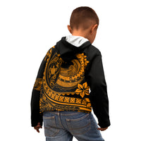 Polynesian Plumeria Kid Hoodie Ride The Waves - Orange - Wonder Print Shop
