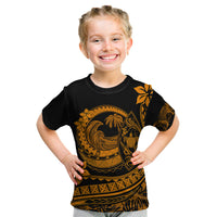 Polynesian Plumeria Kid T Shirt Ride The Waves - Orange - Wonder Print Shop