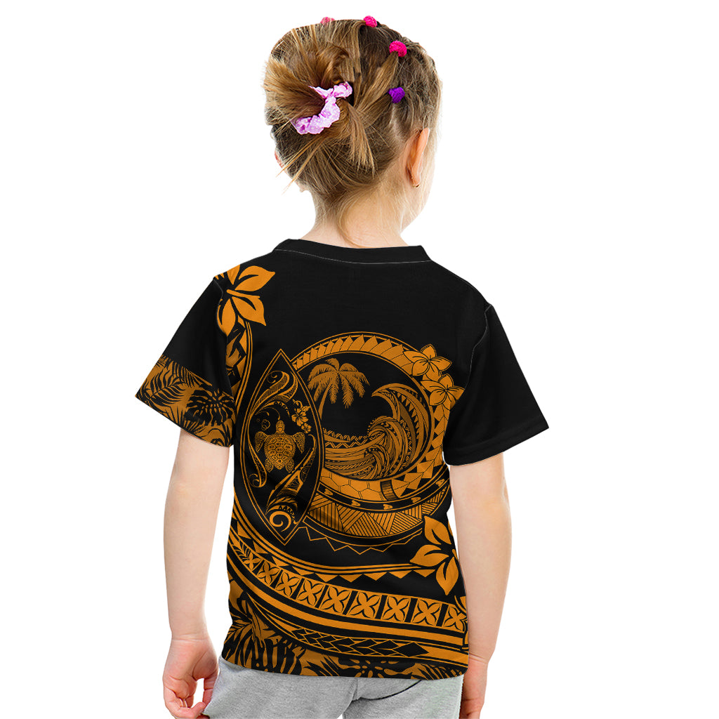 Polynesian Plumeria Kid T Shirt Ride The Waves - Orange - Wonder Print Shop