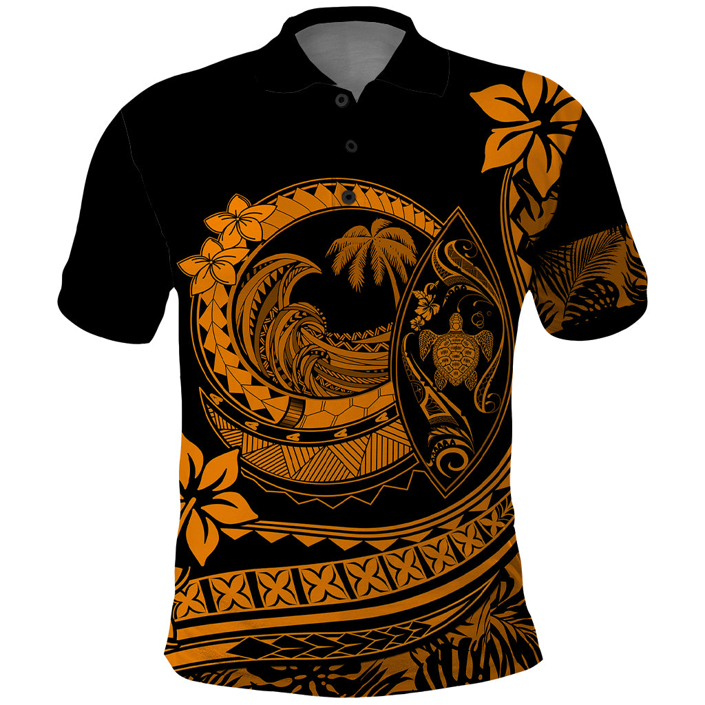 Polynesian Plumeria Polo Shirt Ride The Waves - Orange - Wonder Print Shop