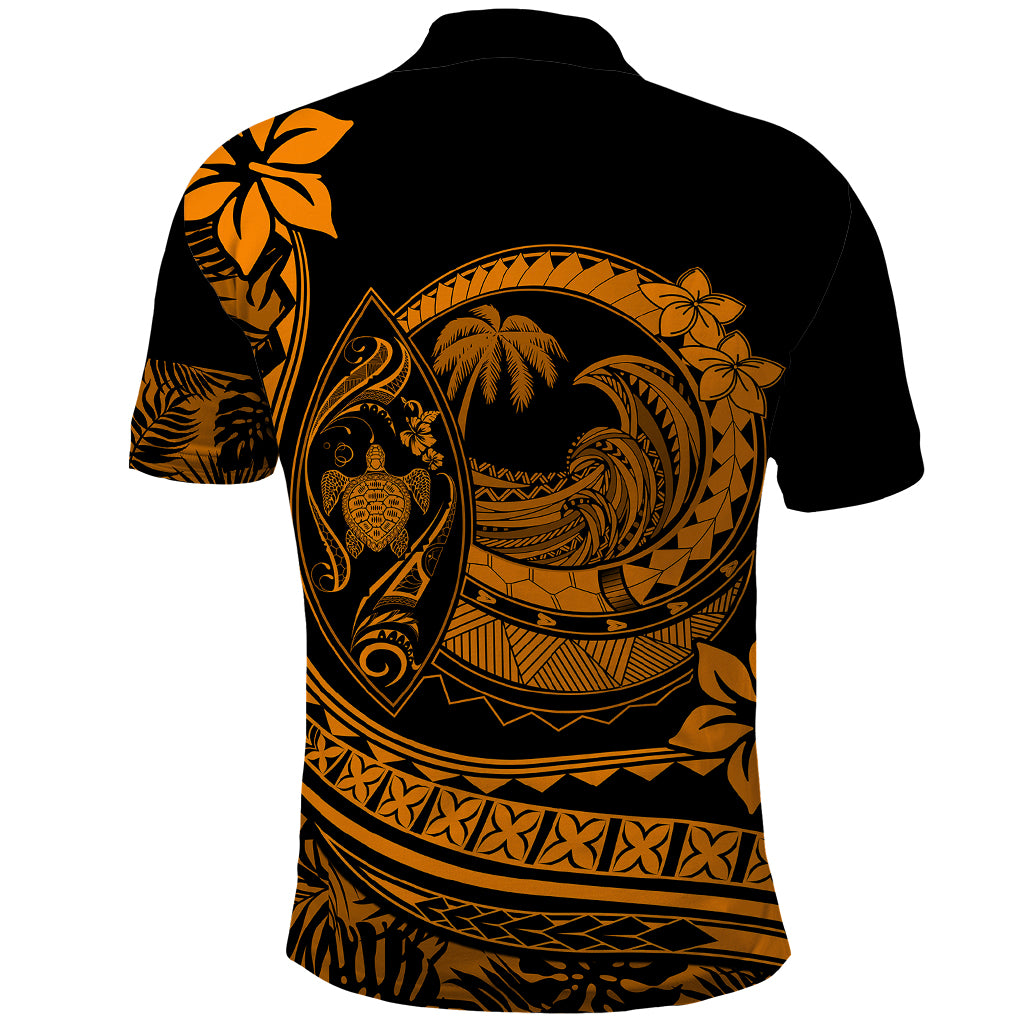 Polynesian Plumeria Polo Shirt Ride The Waves - Orange - Wonder Print Shop