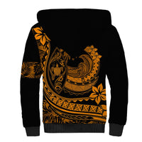 Polynesian Plumeria Sherpa Hoodie Ride The Waves - Orange - Wonder Print Shop