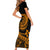 Polynesian Plumeria Short Sleeve Bodycon Dress Ride The Waves - Orange - Wonder Print Shop