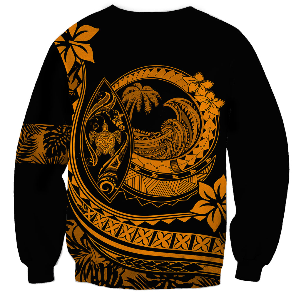 Polynesian Plumeria Sweatshirt Ride The Waves - Orange - Wonder Print Shop