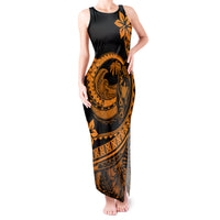 Polynesian Plumeria Tank Maxi Dress Ride The Waves - Orange - Wonder Print Shop