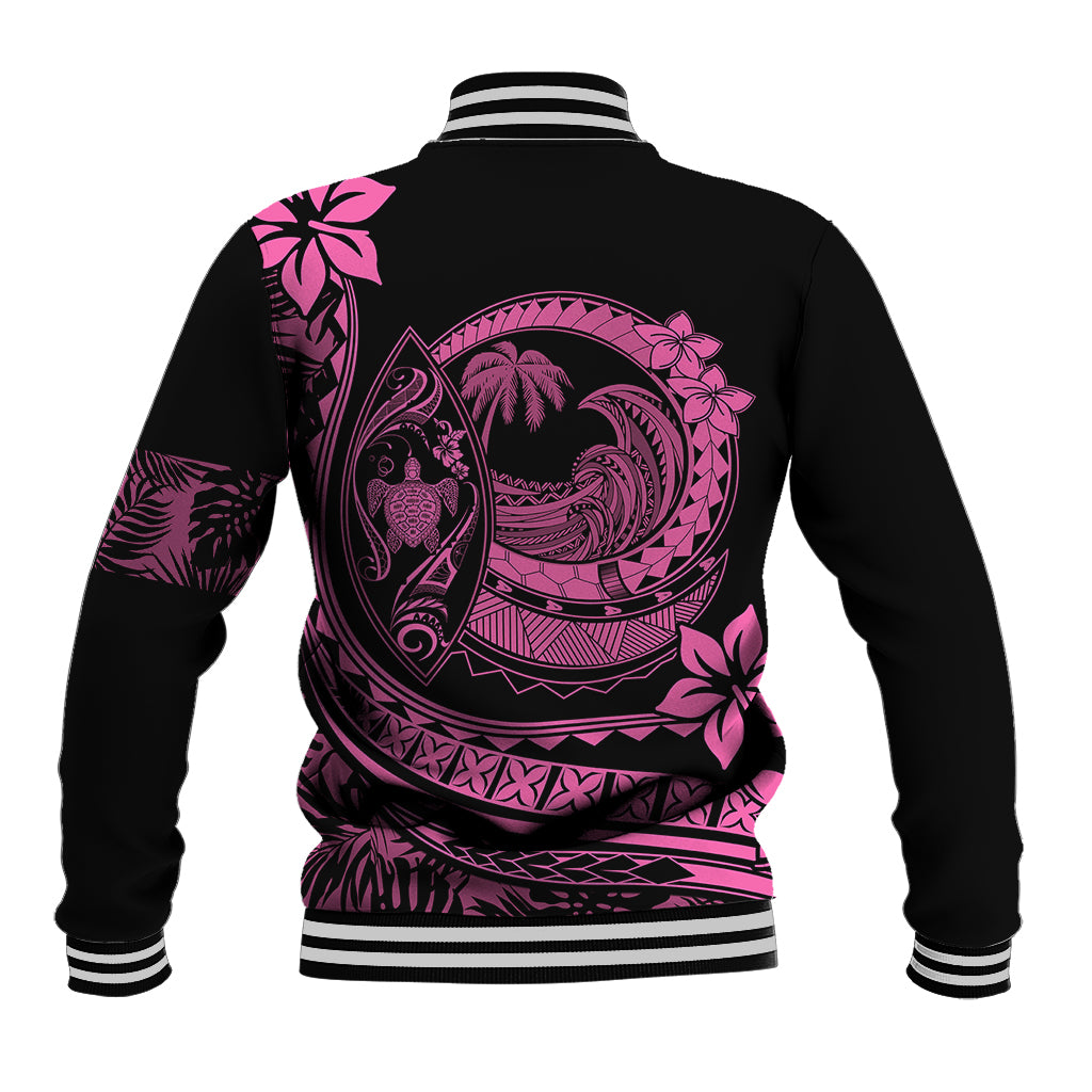 Polynesian Plumeria Baseball Jacket Ride The Waves - Pink LT7 - Wonder Print Shop